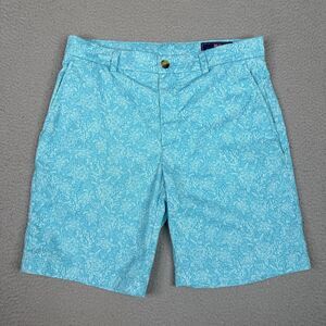 Vineyard Vines Breaker Shorts Mens 33 Turquoise Sea Turtle Print 9" Summer Beach